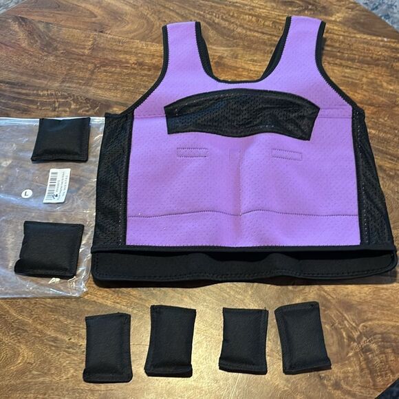 Compression Weighted Vest for Kids Including 6 Removable Weights Purple Large - Picture 9 of 9